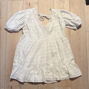 Cream Lace-Trimmed Dress